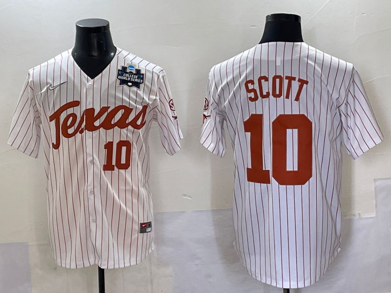 Men Texas Longhorns #10 Scott White stripe Nike joint Name NCAA 2025 Jersey style 11->ncaa teams->NCAA Jersey